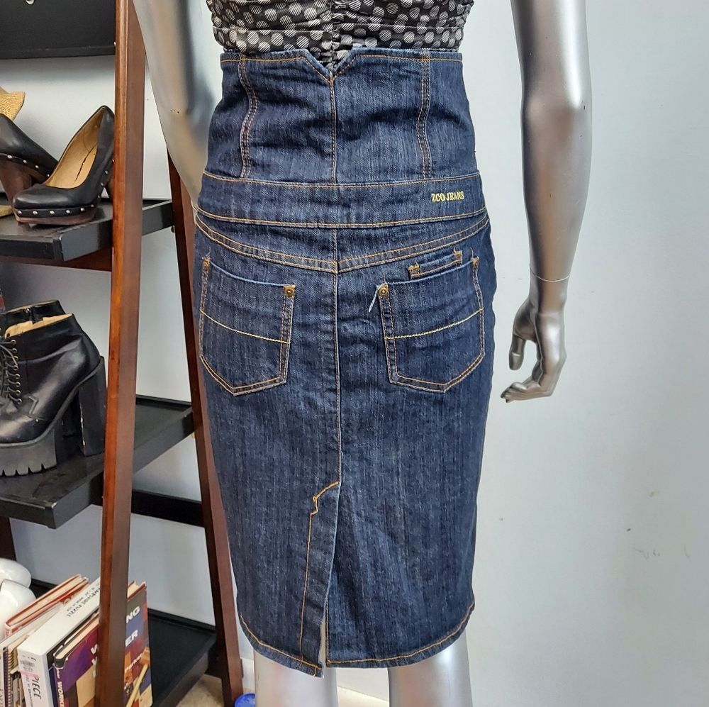 ZCO High Waisted Stretch Denim Pencil Skirt - Picture 7 of 11